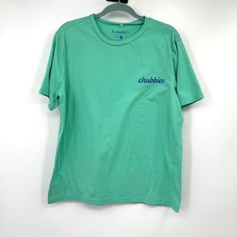 Chubbies Skys Out Thighs Out Blue Green Short Sleeve Shirt men’s size large mint